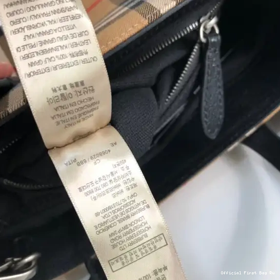 Official FirstBag Ru Check BURBERRY Medium Bowling Bag-30*15*21CM 0504